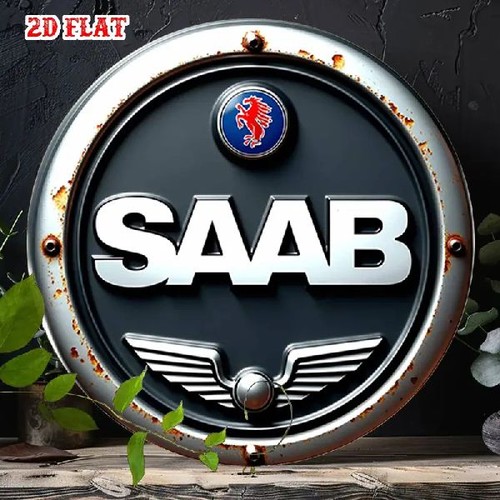 Blechschild rund saab - blechschild,