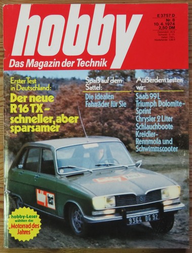 Hobby test renault 16 - 08/74,